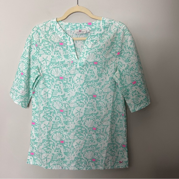 Vineyard Vines Girls Cotton Fish Print Tunic Beach Cover Up Top Size Large - Picture 1 of 10